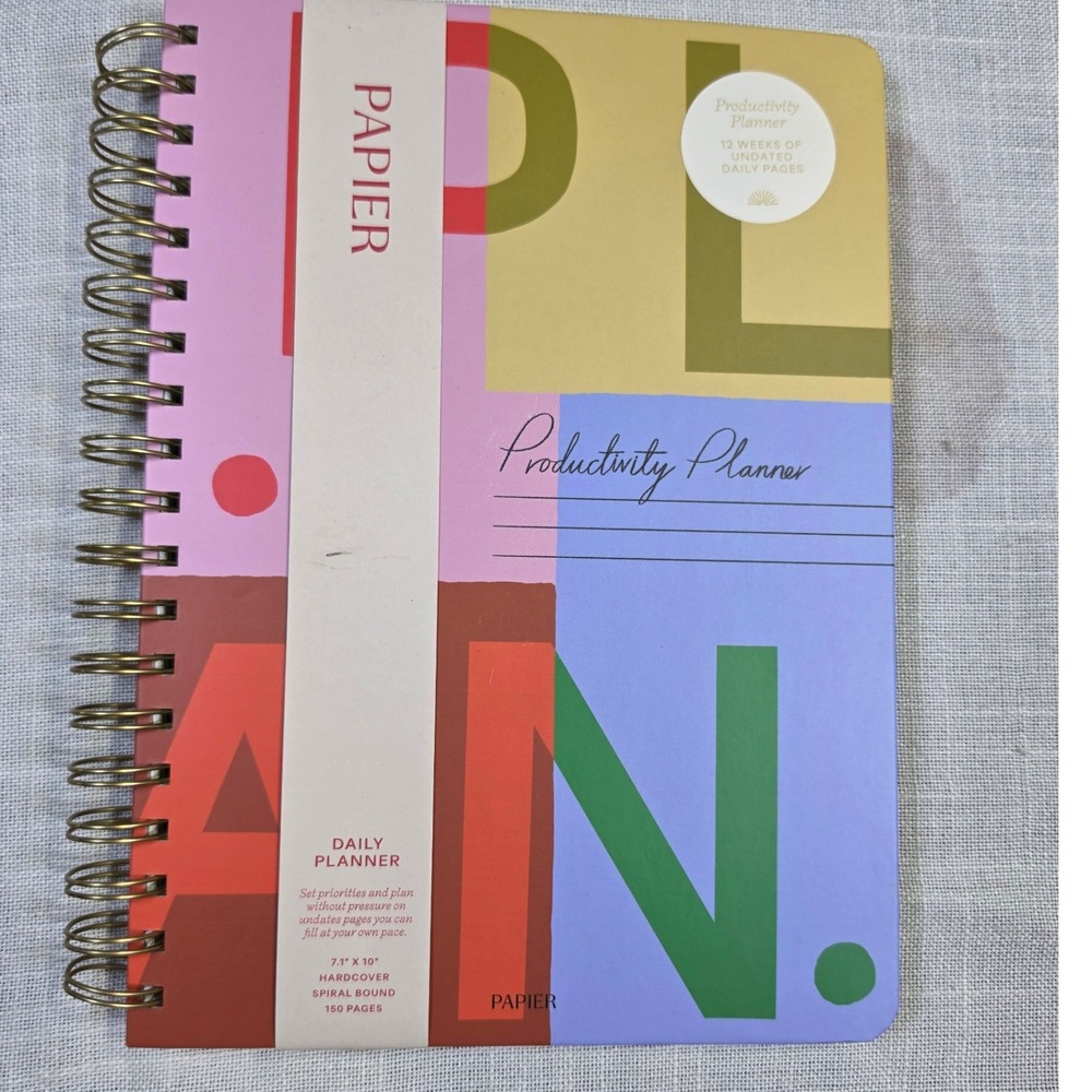 Papier Daily Productivity Planner Undated Colorblock Hardcover Spiral 150 Pages